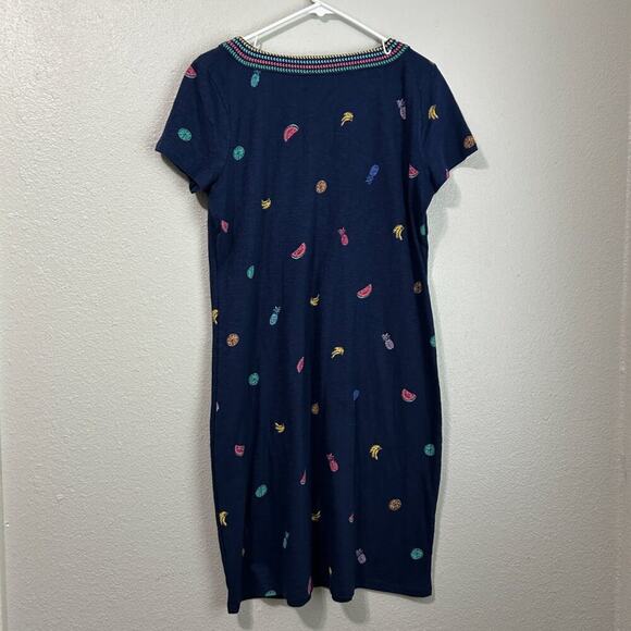 Talbots Shift Dress Medium Fruit Print Embroidered Cotton Knit Pullover - Picture 7 of 8